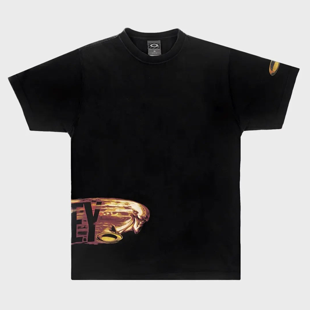 2000's vintage Oakley Software Medusa 3D metalic fire logo T-Shirt