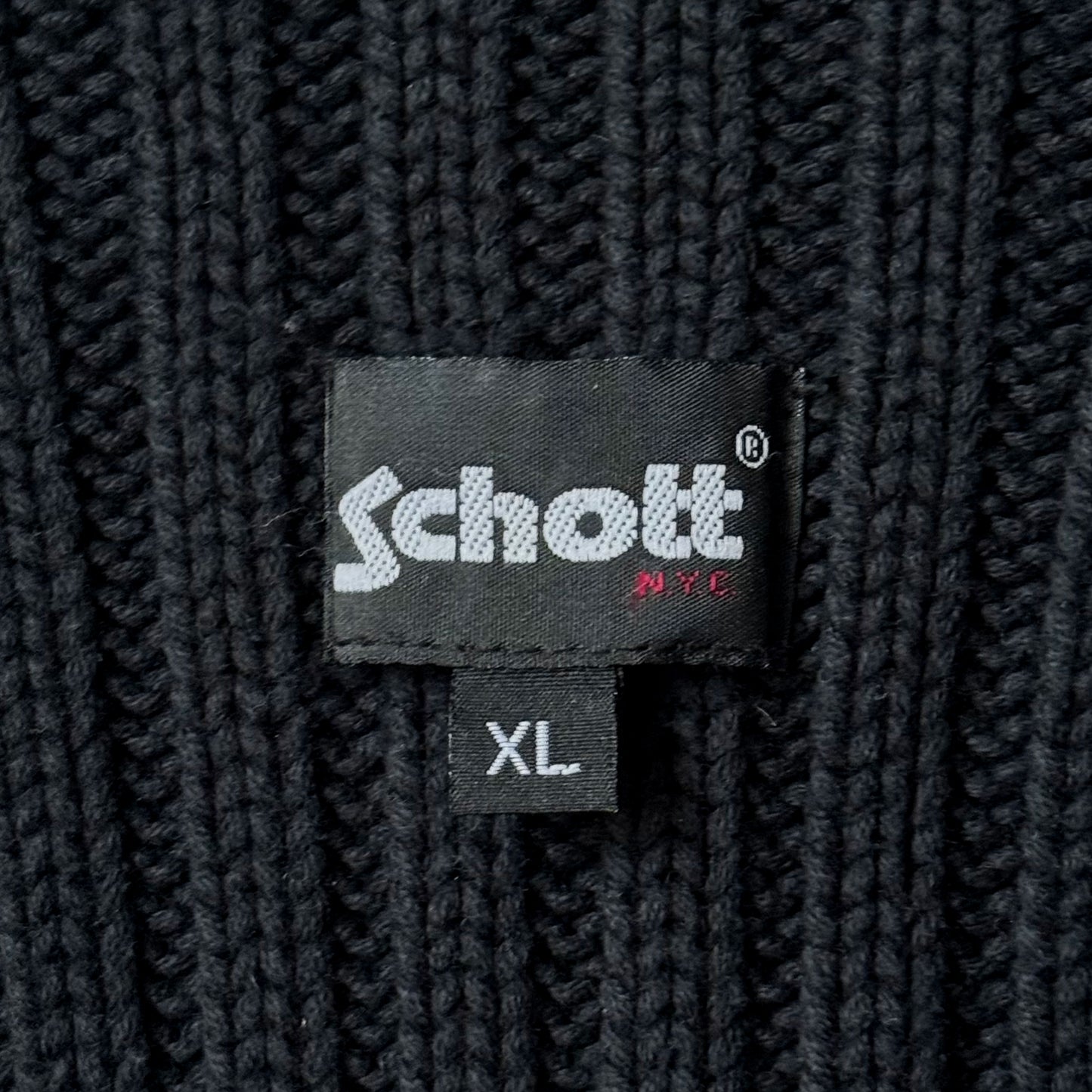 Schott Vintage Asymmetrical Double Zippers Balaclava Hooded Knit Sweater
