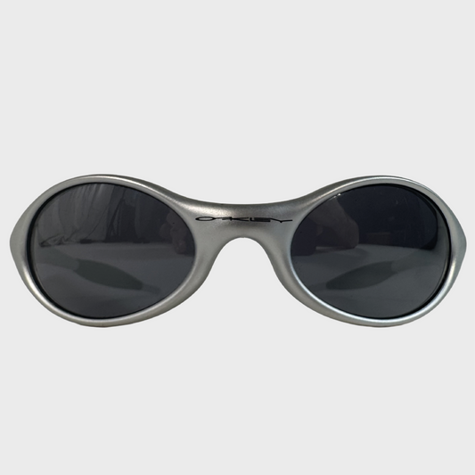 Sunglasses 2002 vintage Oakley New Eye Jacket Silver FMJ 5.56 / Black Iridium Hol Sales Inside Tag
