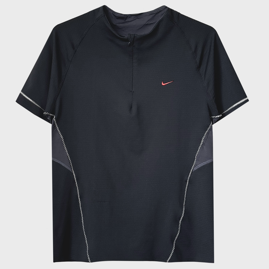 2005 Nike Sphere React by Tony Spackman Technical Black & Red Zipped Jersey T-Shirt