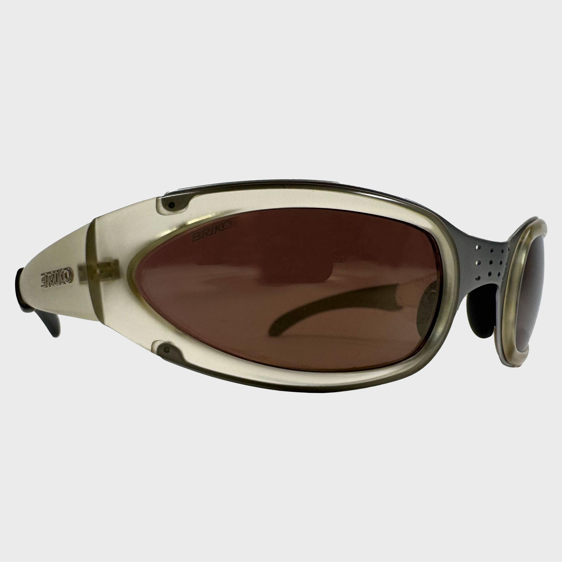 Birko Translucent & Perforated Metal Nose Sunglasses Gorpcore Sportwear Streewear Inside Tag Vintage Rave Techno