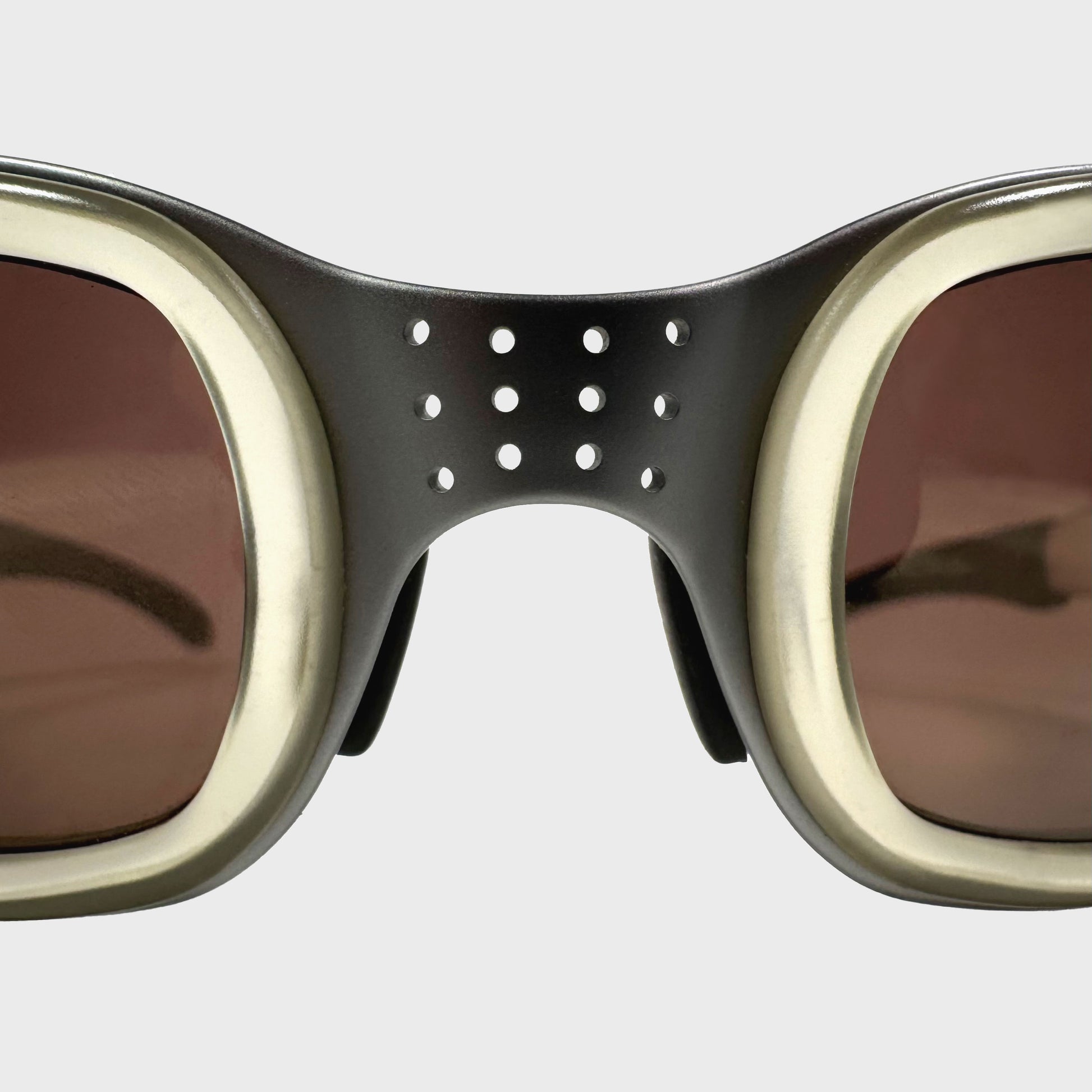 Birko Translucent & Perforated Metal Nose Sunglasses Gorpcore Sportwear Streewear Second Wave Vintage