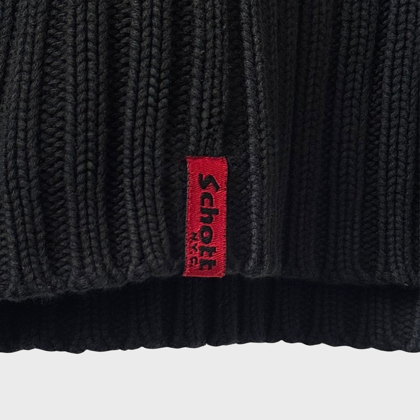 Schott Vintage Asymmetrical Double Zippers Balaclava Hooded Knit Sweater
