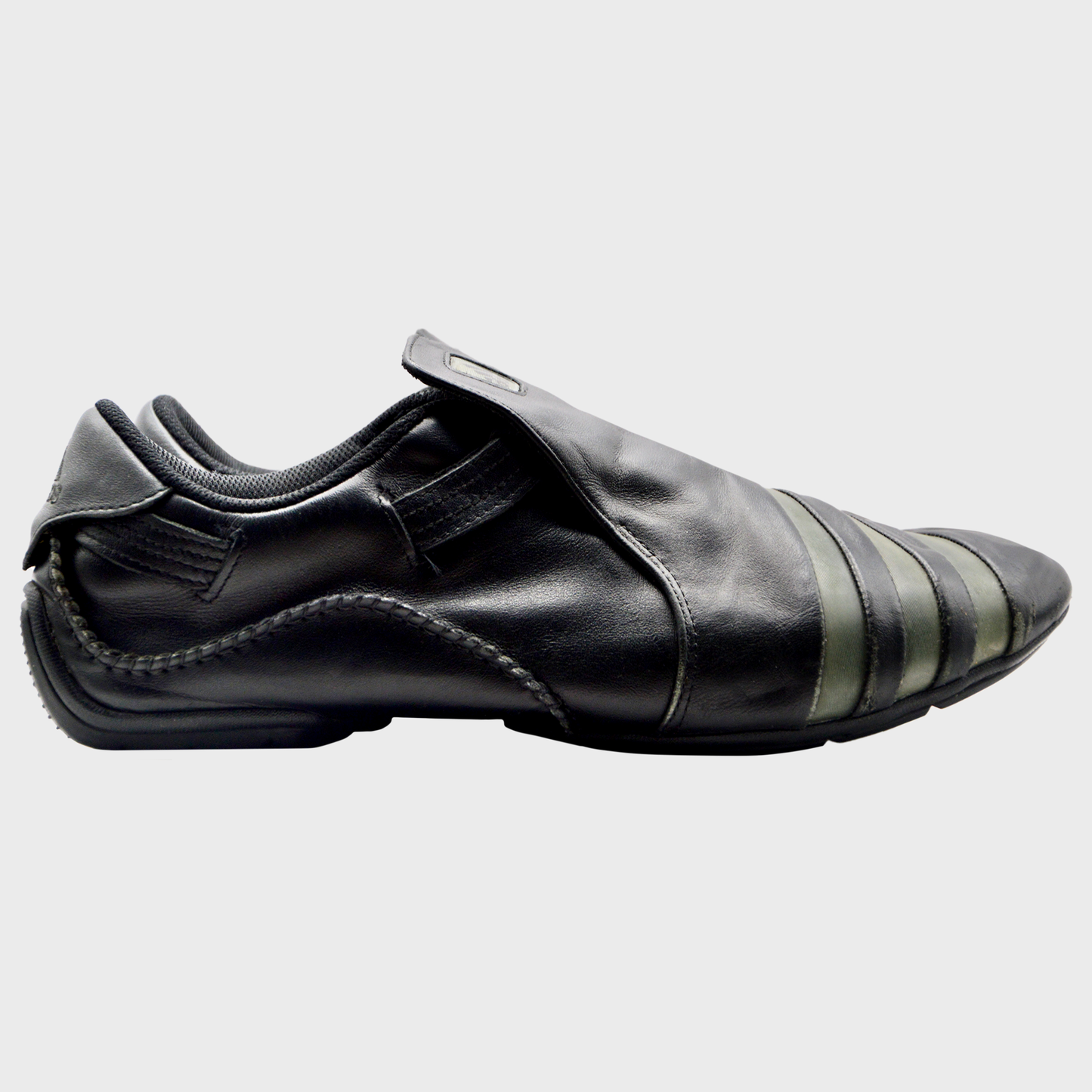 Adidas Mactelo Black Leather & Transparent Stripes Sneakers