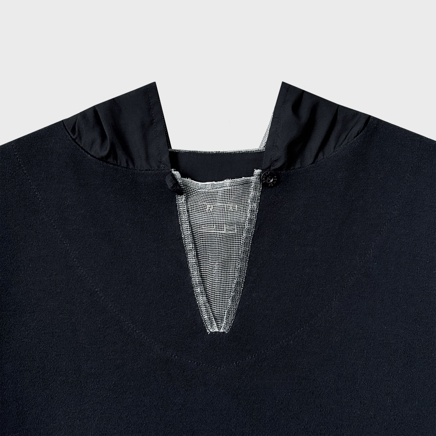 Fendi Jeans Navy Straight-cut Buttonned Hooded Sweatshirt With Nylon & Mesh Détails
