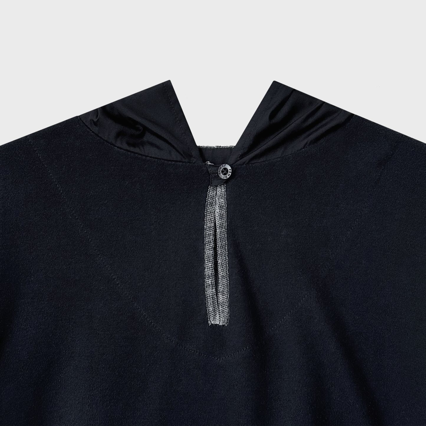 Fendi Jeans Navy Straight-cut Buttonned Hooded Sweatshirt With Nylon & Mesh Détails