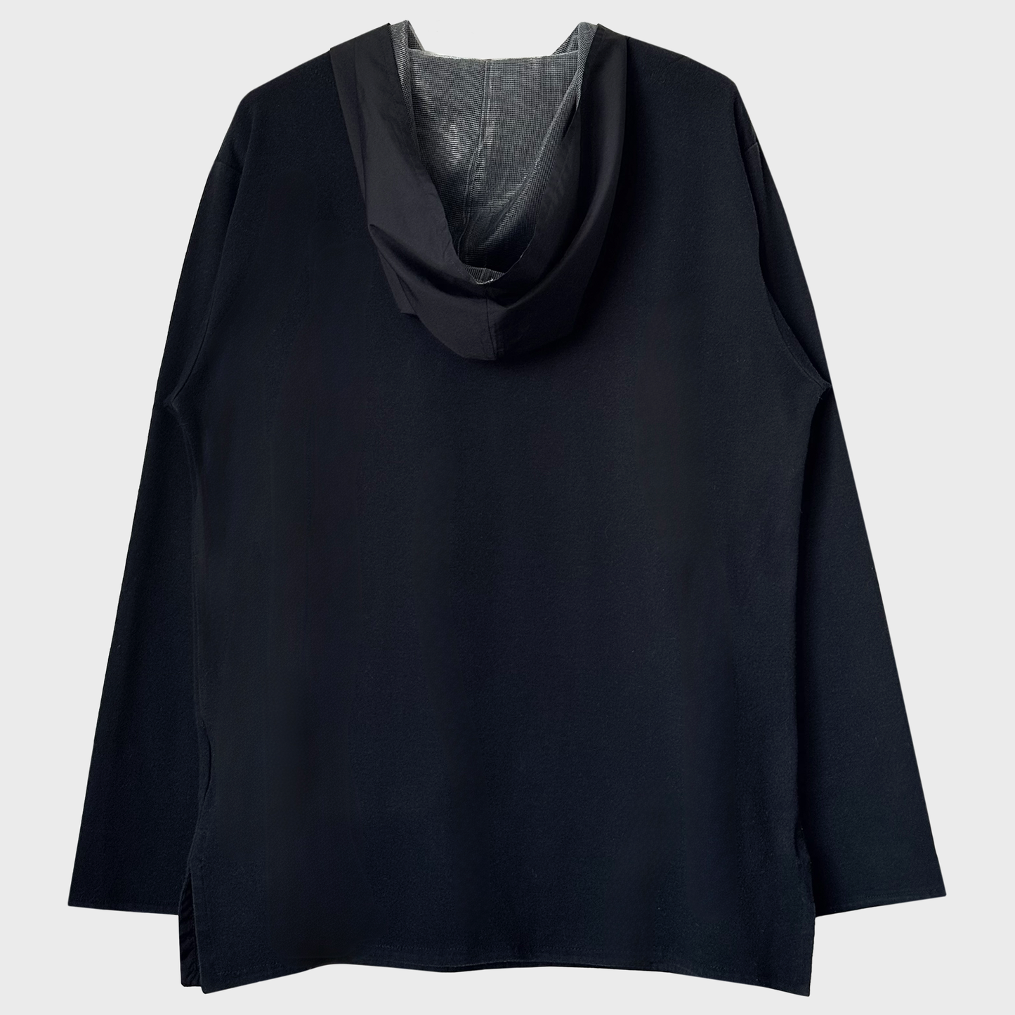 Fendi Jeans Navy Straight-cut Buttonned Hooded Sweatshirt With Nylon & Mesh Détails