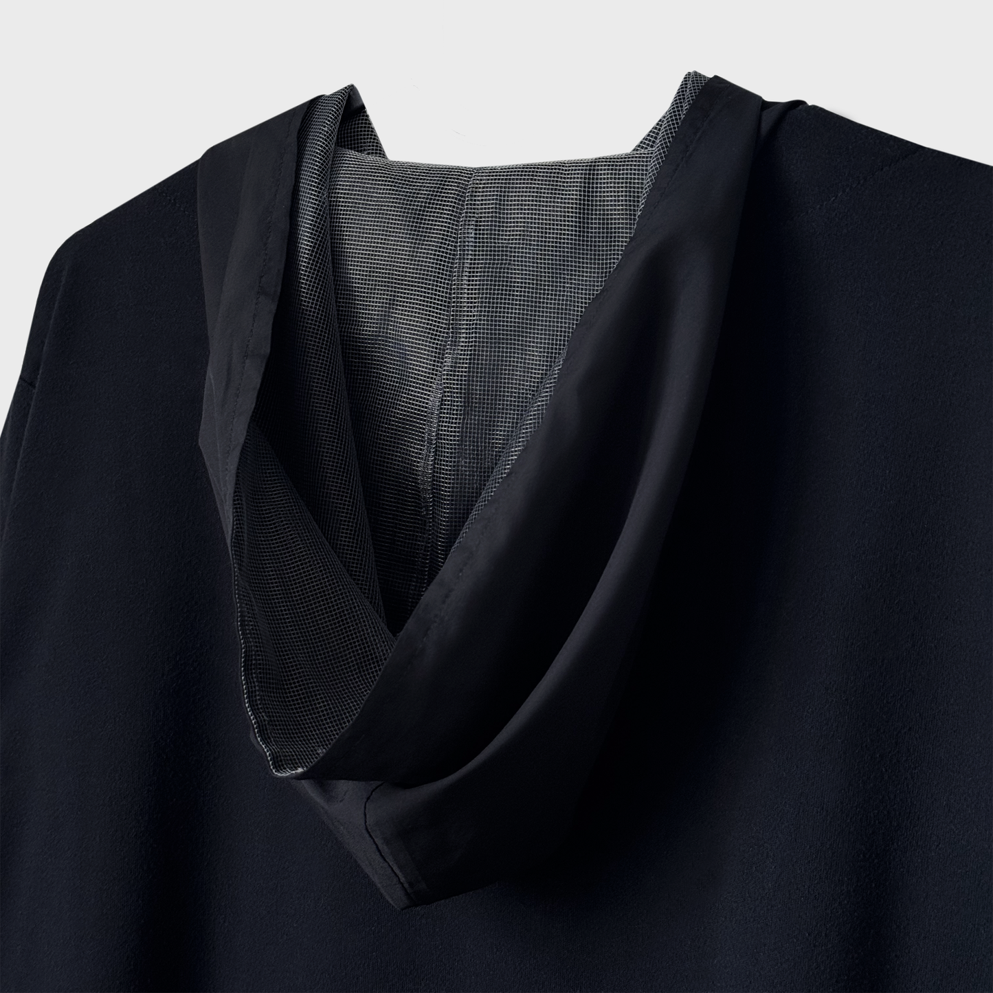 Fendi Jeans Navy Straight-cut Buttonned Hooded Sweatshirt With Nylon & Mesh Détails