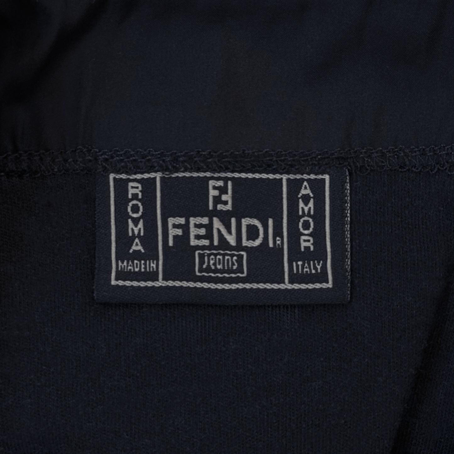 Fendi Jeans Navy Straight-cut Buttonned Hooded Sweatshirt With Nylon & Mesh Détails