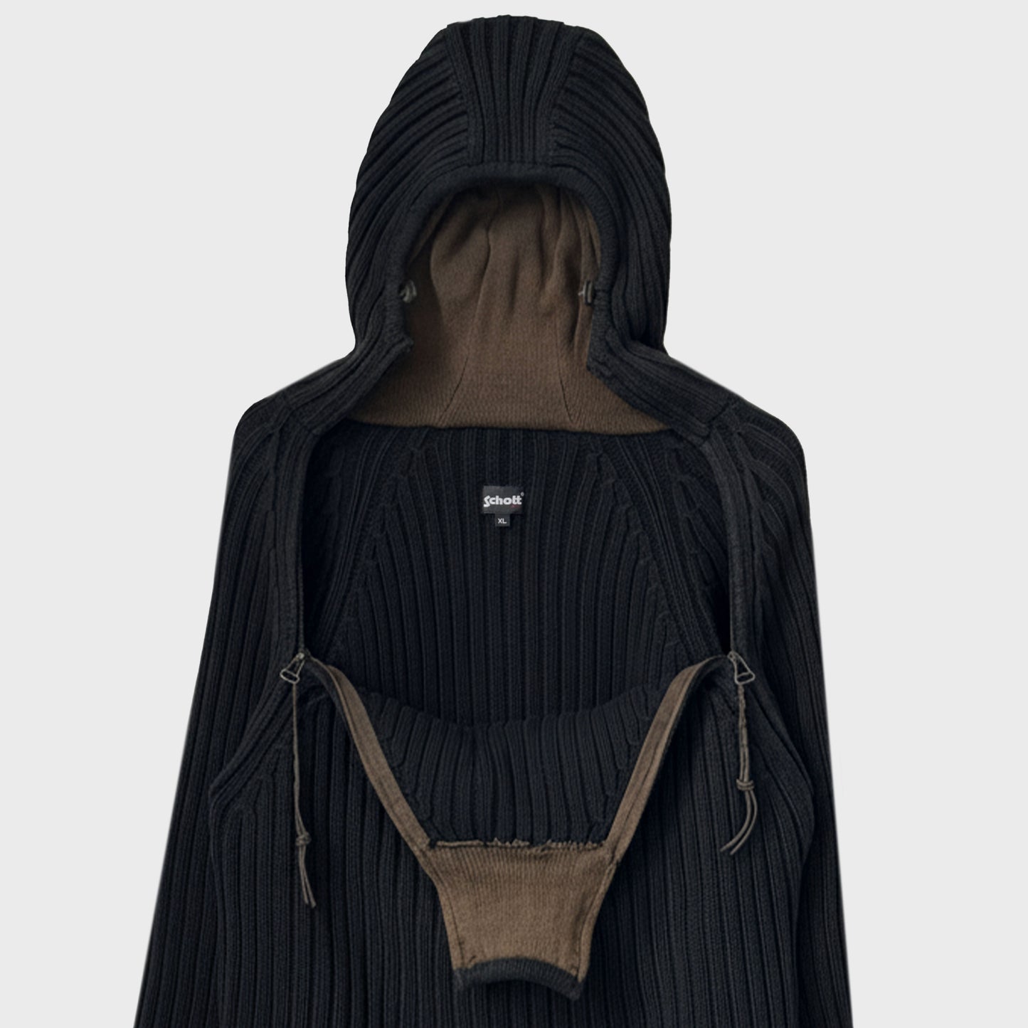 Schott Vintage Asymmetrical Double Zippers Balaclava Hooded Knit Sweater Gorpcore Techwear Technical Archive Ebay Etsy Grailed Constant Practice Hol Sales 2
