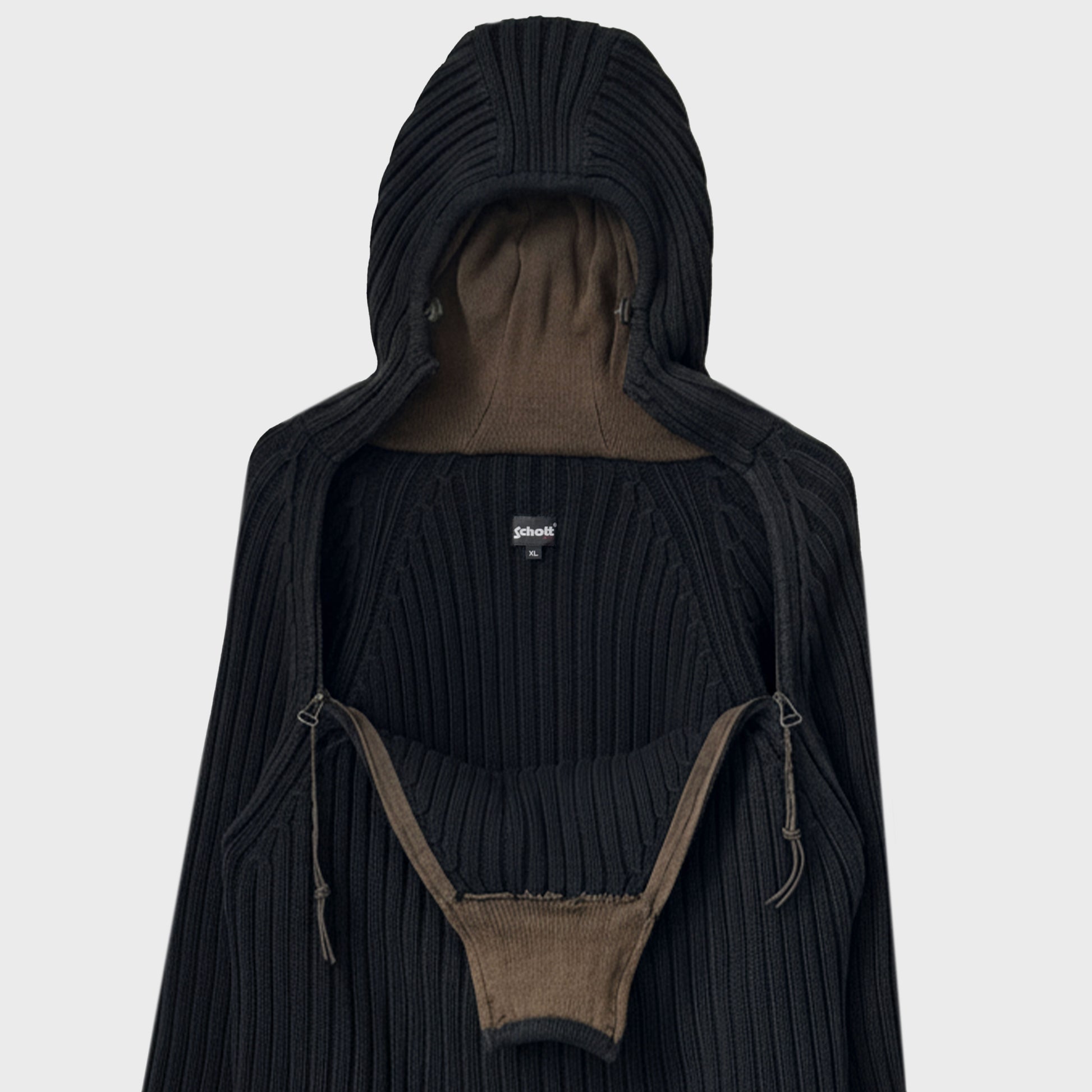 Schott Vintage Asymmetrical Double Zippers Balaclava Hooded Knit Sweater Gorpcore Techwear Technical Archive Ebay Etsy Grailed Constant Practice Hol Sales 2
